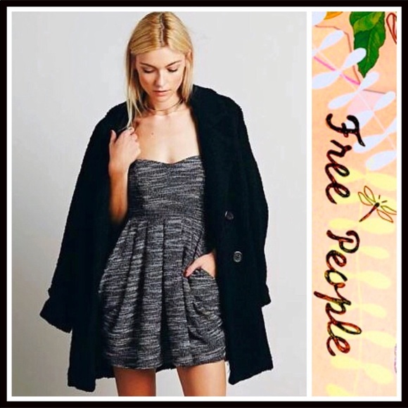 FREE PEOPLE STRAPLESS BLACK & WHITE PRINT DRESS - Picture 2 of 8